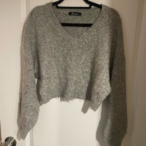 Olivaceous Heather Gray V-Neck Sweater